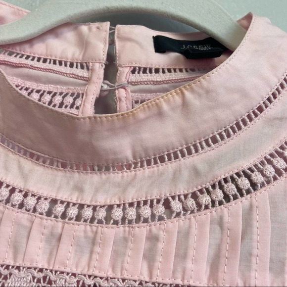 New J. Crew Crocheted Lace Flutter Sleeve Mock Neck Pink Top Medium - Picture 12 of 16